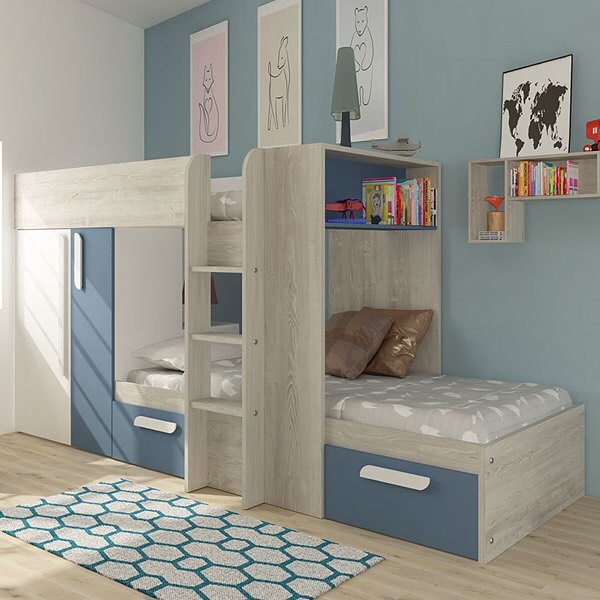 Stylish bunk bed with storage and drawers